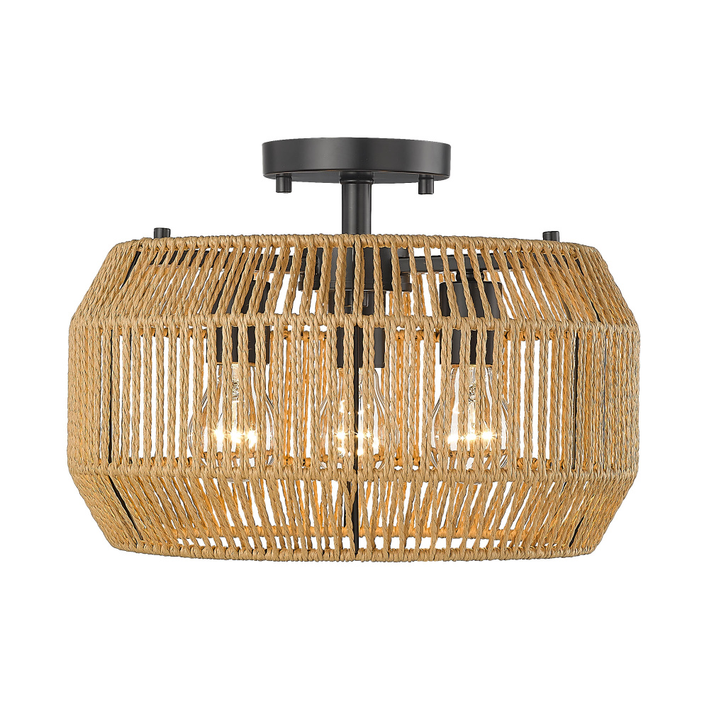 Golden Lighting Marlee 3-light Semi-Flush Mount in Matte Black